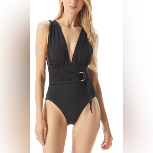 Michael Kors Stretch Nylon Swimsuit in Black. Size 8 - Picture 1 of 1